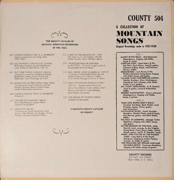 Release: A Collection Of Mountain Songs-Vinyl-US-1971-504-31390526
