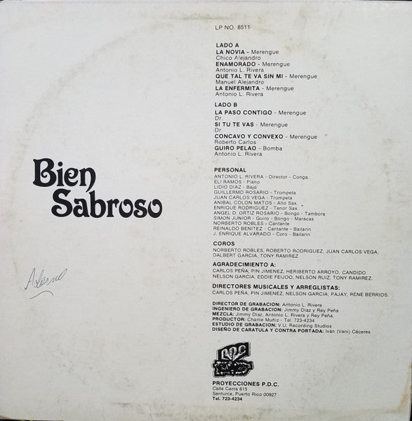 Release: Bien Sabroso-Vinyl-Puerto Rico-1985-LP No. 8511-10056898