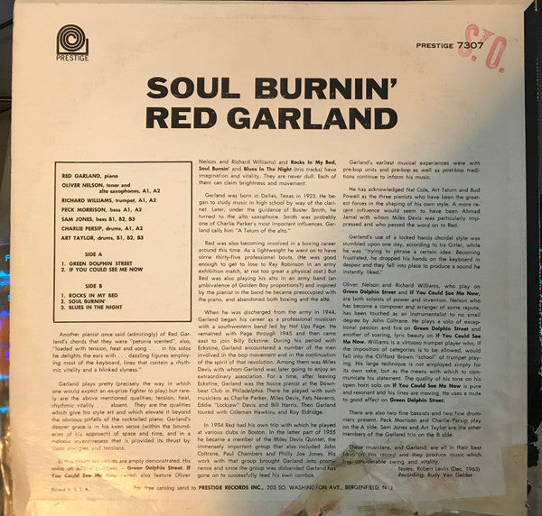 Release: Soul Burnin'-Vinyl-US-1964-PRST 7307-11843515