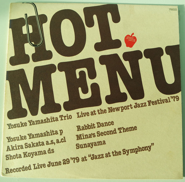 Master Release: Hot Menu by Yosuke Yamashita Trio
