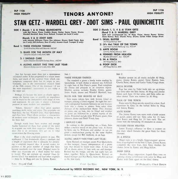 Release: Tenors Anyone?-Vinyl-Japan-1975-SL-5140-CH, DLP 1126-15724791