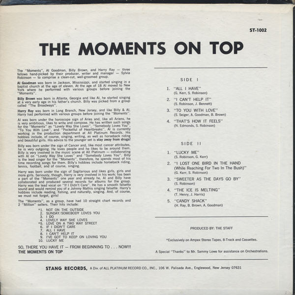 Master Release: The Moments On Top by The Moments