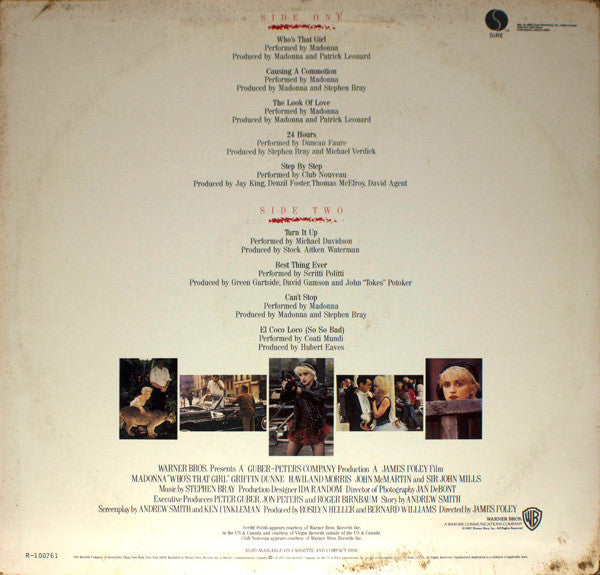 Release: Who's That Girl (Original Motion Picture Soundtrack)-Vinyl-US-1987-1-25611, 9 25611-1-3685579