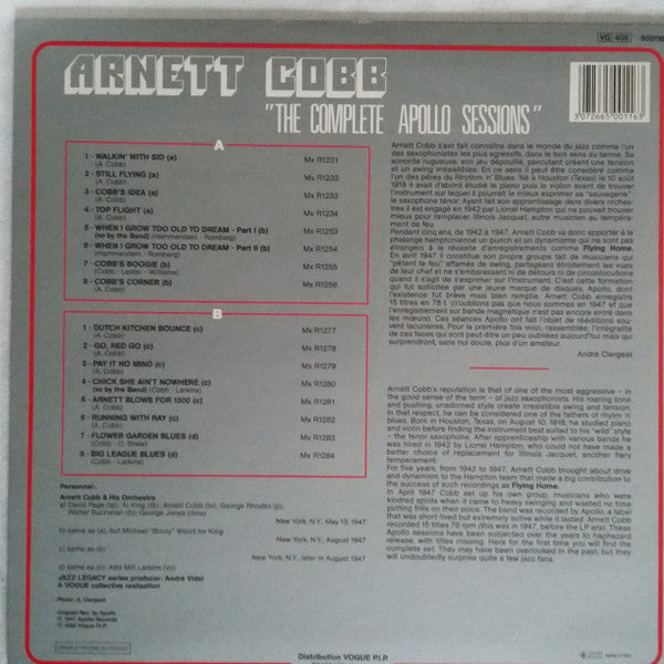 Master Release: The Fabulous Apollo Sessions by Arnett Cobb