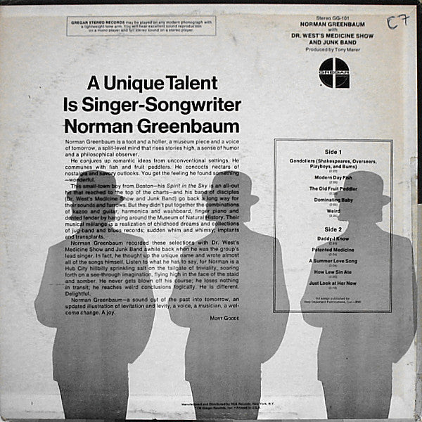 Release: Norman Greenbaum With Dr. West's Medicine Show And Junk Band-Vinyl-US-1969-GG-101-9288733