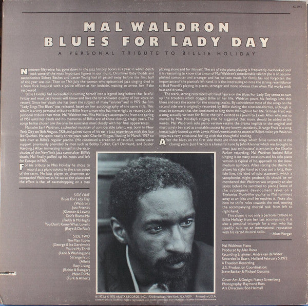 Release: Blues For Lady Day-Vinyl-US-1975-AL 1013, AL 1013-2882321