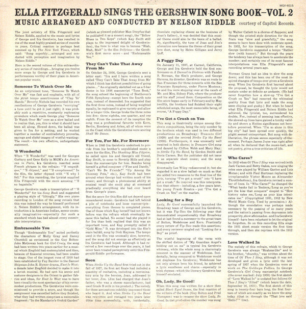 Master Release: Ella Fitzgerald Sings The Gershwin Song Book Vol. 2 by Ella Fitzgerald