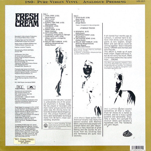 Release: Fresh Cream-Vinyl-US-1996-LPZ 2015, LPZ 2015-8649814