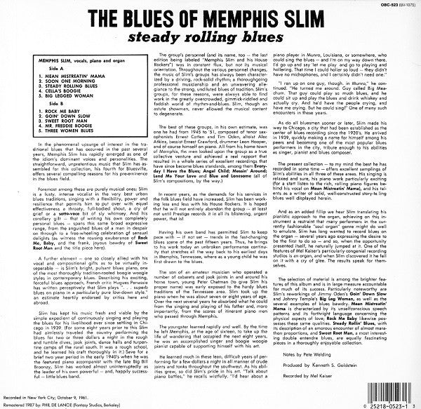 Master Release: The Blues Of Memphis Slim: Steady Rolling Blues  by Memphis Slim