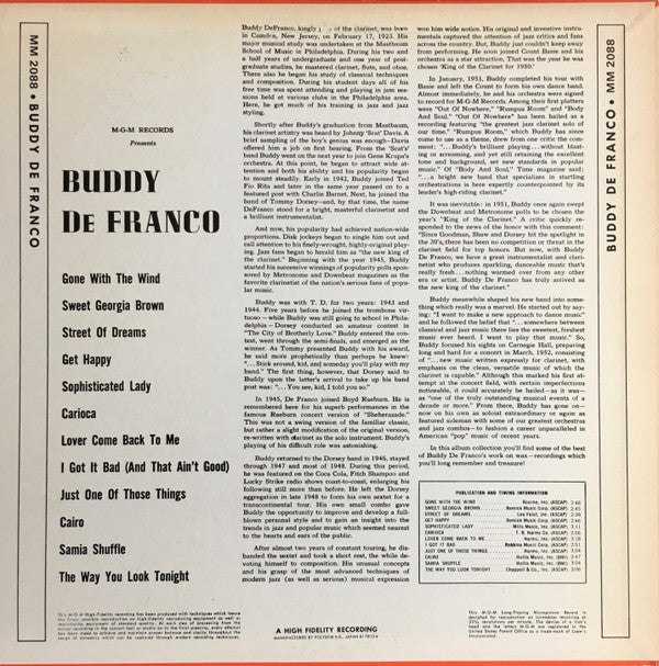 Release: Buddy DeFranco-Vinyl-Japan-1978-MM 2088-8555756