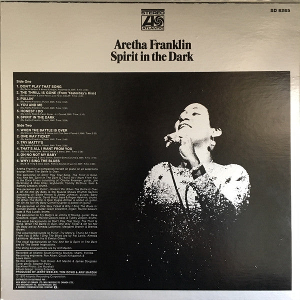 Release: Spirit In The Dark-Vinyl-Canada-1982-SD 8265-4604123