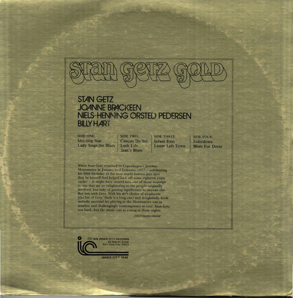 Stan Getz Gold  ..." Happy 50th Stan" - A Celebration, Live At Montmartre
