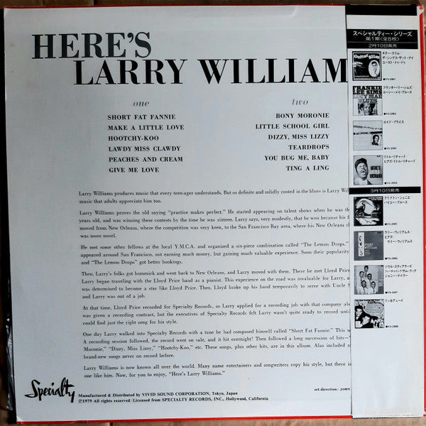 Release: Here's Larry Williams-Vinyl-Japan-1979-VS 2006-5798952