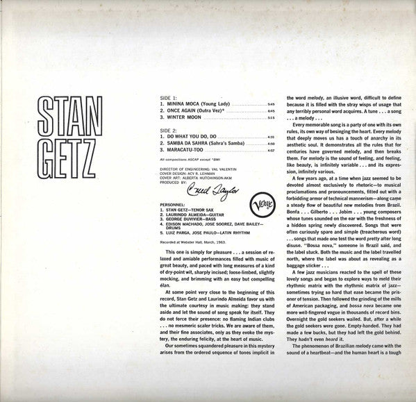 Stan Getz With Guest Artist Laurindo Almeida