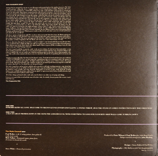 Release: Our Favourite Shop-Vinyl-UK-1985-TSCLP 2, 825 700-1-9913937