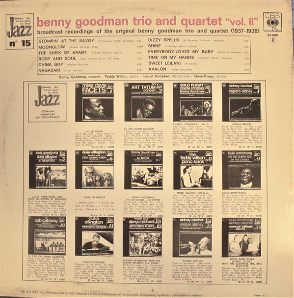 Master Release: Trio And Quartet "Vol 2" by Benny Goodman Trio
