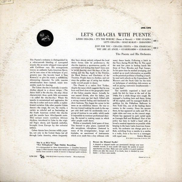 Release: Let's Cha Cha With Tito Puente And His Orchestra-Vinyl-US-None-LPM-1392, LPM 1392-3351886
