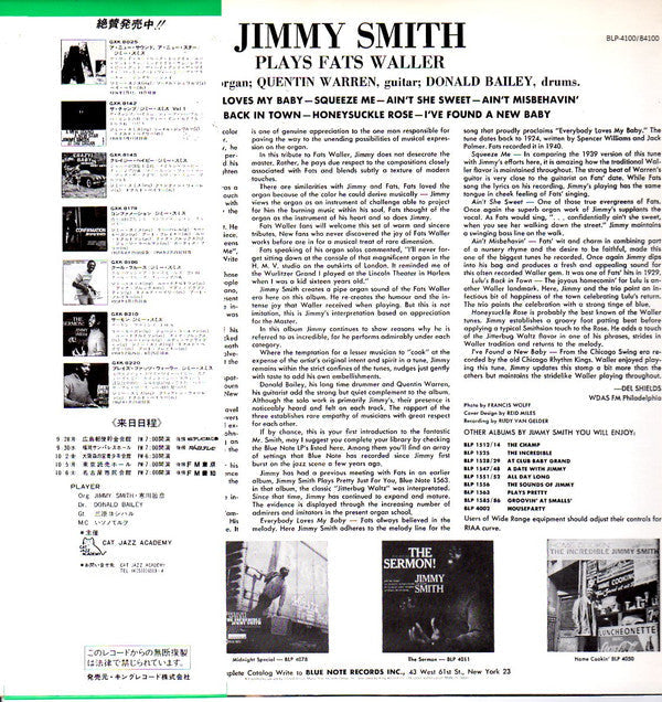 Release: Plays Fats Waller-Vinyl-Japan-1981-GXK-8220, BST 84100-6988079