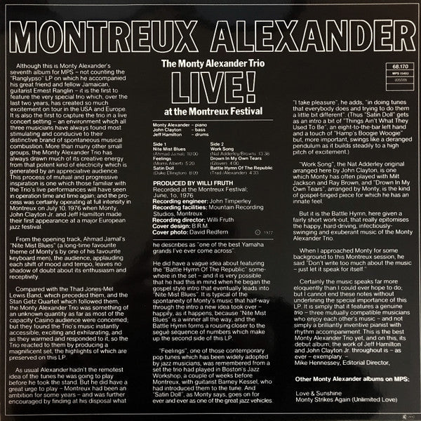 Release: Montreux Alexander - Live! At The Montreux Festival-Vinyl-Germany-1996-009 8170, 68.170, 0068.170, MPS 15493-4385779