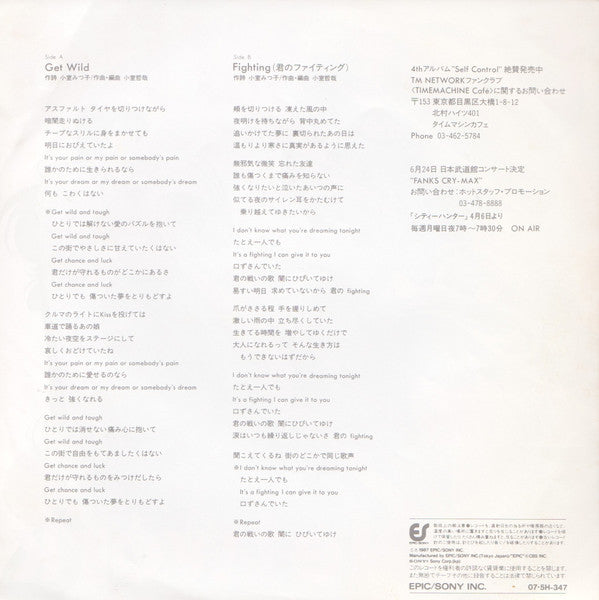Release: Get Wild-Vinyl-Japan-1987-07・5H-347-6436010