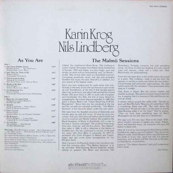 Release: As You Are (The Malmö Sessions)-Vinyl-Japan-1981-RJL-2545-3572529
