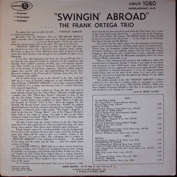 Master Release: Swingin' Abroad by The Frankie Ortega Trio
