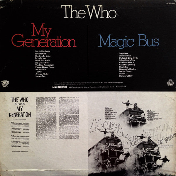 Release: Magic Bus / The Who Sings My Generation-Vinyl-US-1980-MCA2-4068-2617239