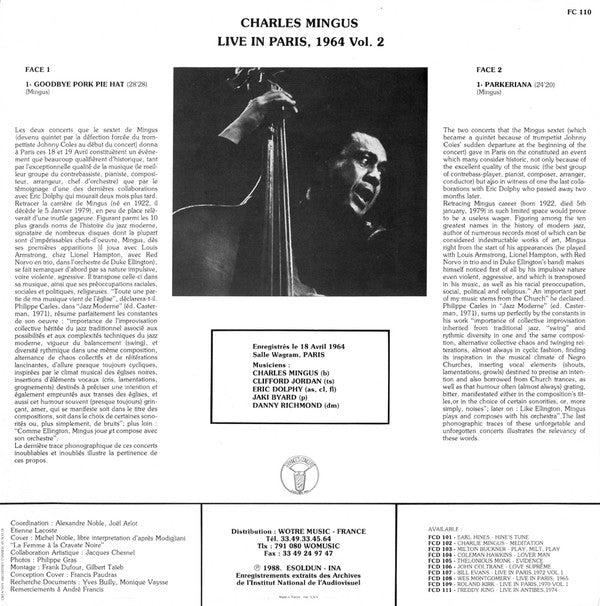 Release: Live In Paris 1964 Vol. 2-Vinyl-France-1988-FC 110-3500411