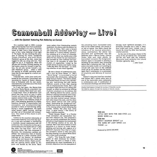 Master Release: Cannonball Adderley-Live! by Cannonball Adderley