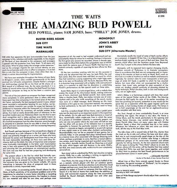 Release: The Amazing Bud Powell, Vol. 4 - Time Waits-Vinyl-US-1969-BST 81598-7003548