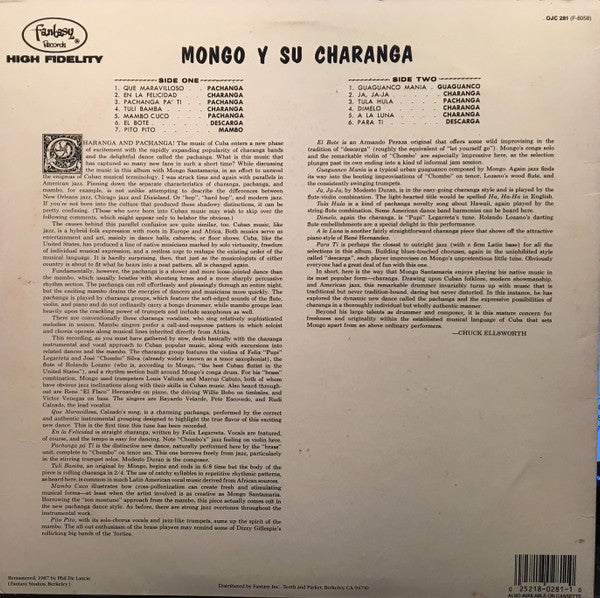 Release: ¡Sabroso! Charanga Y Pachanga-Vinyl-USA & Canada-1987-OJC-281, F-8058-4839347