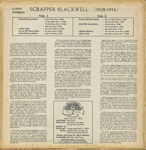 Release: The Virtuoso Guitar Of Scrapper Blackwell-Vinyl-US-1970-L-1019-7810015