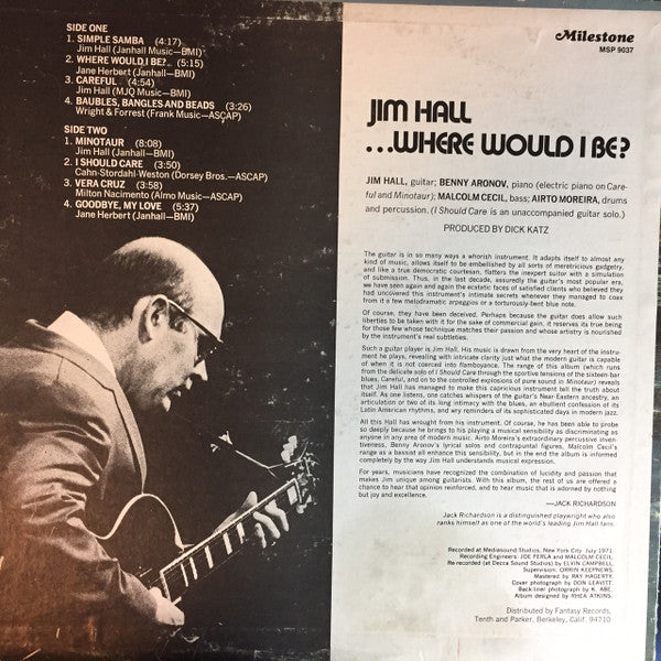 Release: ...Where Would I Be?-Vinyl-US-1972-MSP 9037-9801345