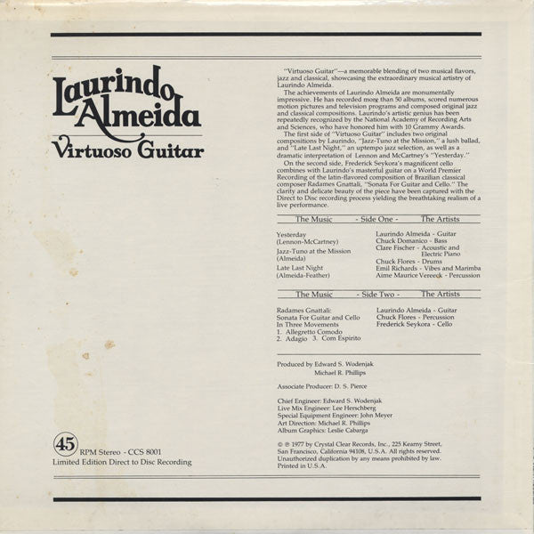 Release: Virtuoso Guitar-Vinyl-US-1977-CCS 8001-1670776