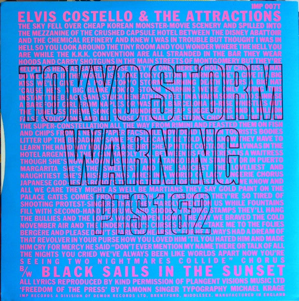 Release: Tokyo Storm Warning Pts 1 & 2-Vinyl-UK-1986-IMP 007 T, IMP 007T-1251944