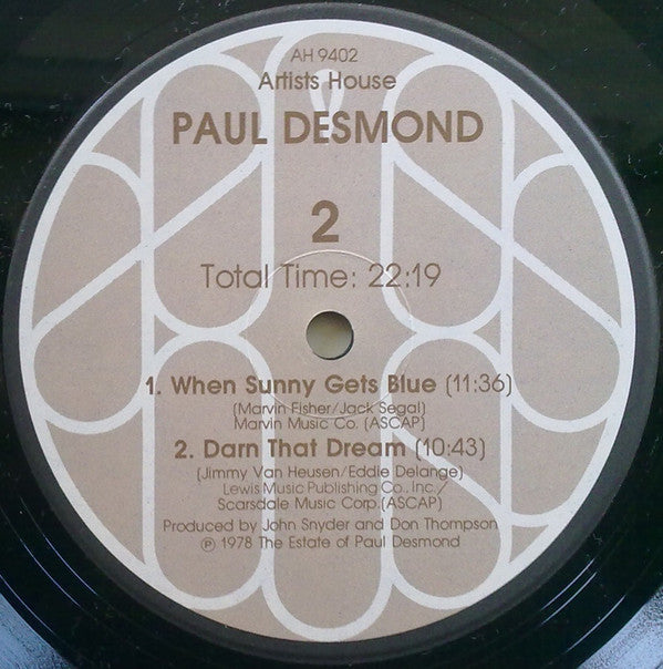Release: Paul Desmond-Vinyl-US-1978-AH 9402-6461832