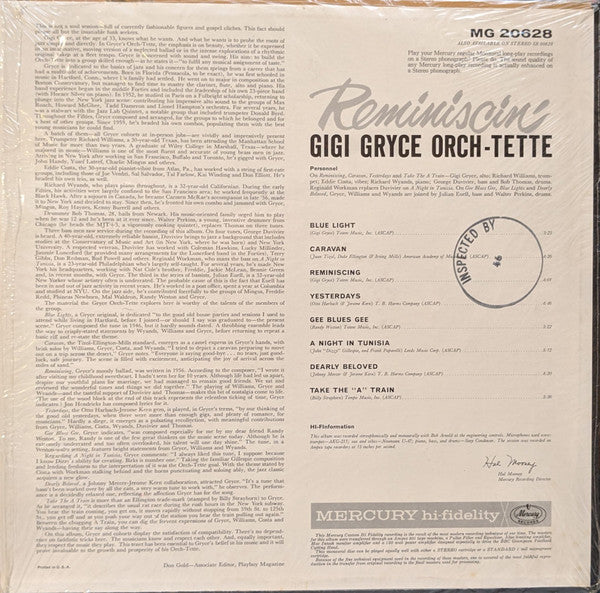 Release: Reminiscin'-Vinyl-US-1961-MG 20628-4615036