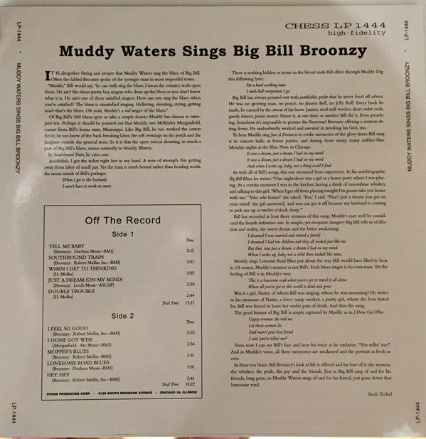 Release: Muddy Waters Sings "Big Bill"-Vinyl-Germany-2003-LP-1444, LP-1444-2750034