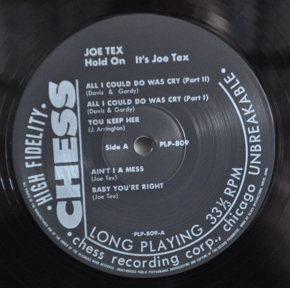 Release: Hold On! It's Joe Tex-Vinyl-Japan-1983-PLP-809, PLP-809-8538664