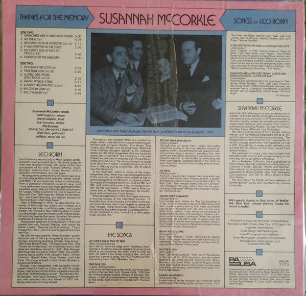 Release: Thanks For The Memory (Songs Of Leo Robin)-Vinyl-US-1984-7175-4074970