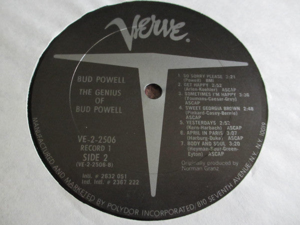 Release: The Genius Of Bud Powell-Vinyl-US-None-VE-2-2506-9122980