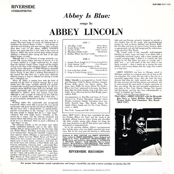 Release: Abbey Is Blue-Vinyl-US-1983-OJC-069, RLP-1153-5937660