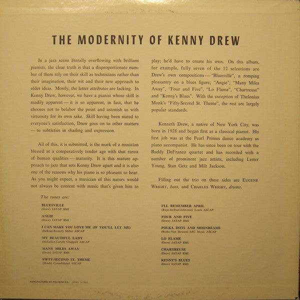 Release: Kenny Drew And His Progressive Piano-Vinyl-Japan-1976-MV 2556-7102076