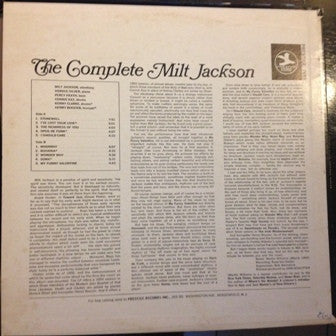 Release: The Complete Milt Jackson With Horace Silver-Vinyl-US-1973-Prestige 7655-3834762