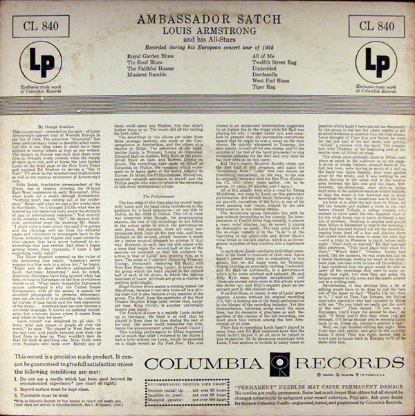 Release: Ambassador Satch-Vinyl-US-1956-CL 840-4847367