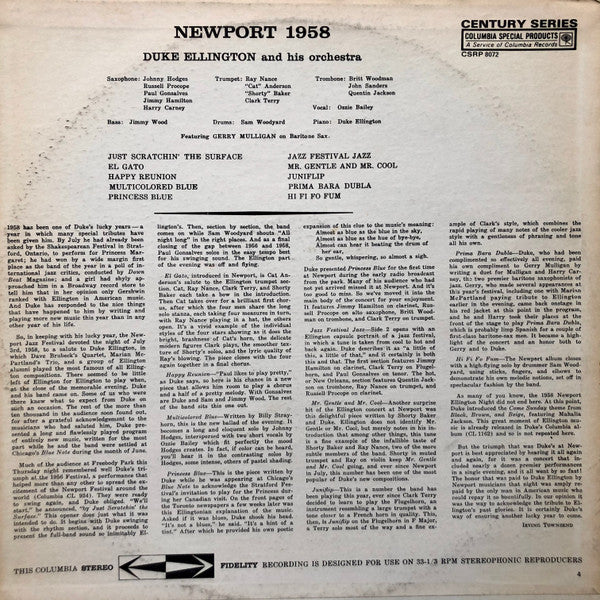Release: Newport 1958-Vinyl-US-None-CSRP 8072, CS 8072-6043042