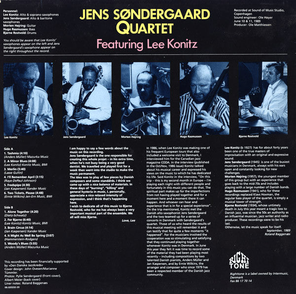 Release: Konitz In Denmark '89-Vinyl-Denmark-1989-RILP 006-4296493