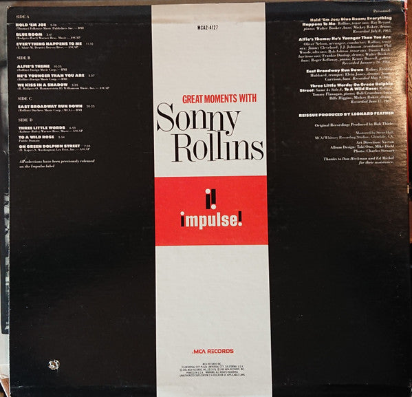 Master Release: Great Moments With Sonny Rollins by Sonny Rollins