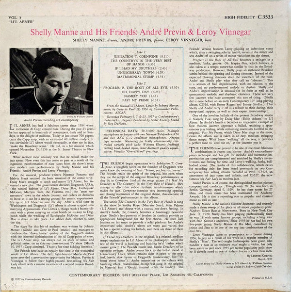 Master Release: Modern Jazz Performances Of Songs From Li'l Abner by Shelly Manne & His Friends