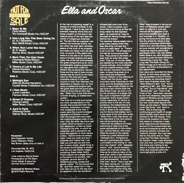 Release: Ella And Oscar-Vinyl-US-1976-2310-759-8684100
